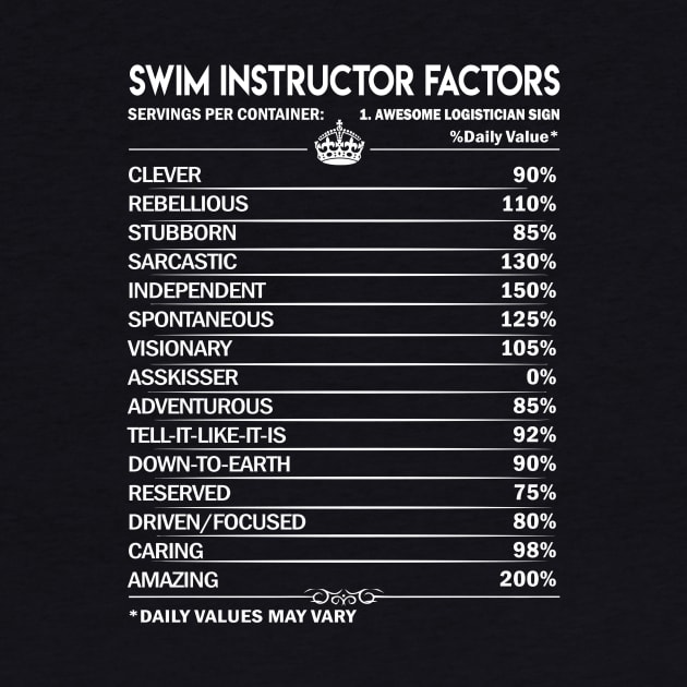 Swim Instructor T Shirt - Swim Instructor Factors Daily Gift Item Tee by Jolly358